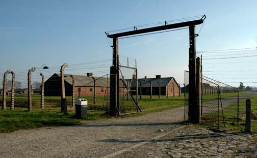 Gate into section of the Birkenau camp where the disinfection chambers are located