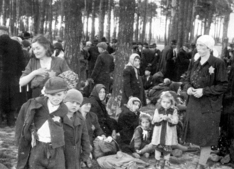 Hungarian Jews waiting to enter the gas chambers at Auschwitz