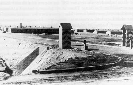 Old photo shows the gate into the Majdanek camp