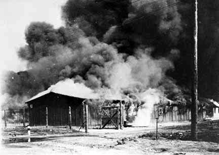 Barracks at Bergen-Belsen were burned to the ground by the British