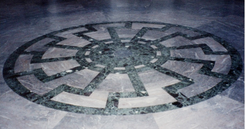 My 2008 phto of the Black Sun emblem on the floor of the Genarals hall.