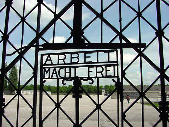 My 2003 photo of the gate into the Dachau camp